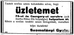 1930. december 1. Ettől Szomolányi a Szomolányi sarok.